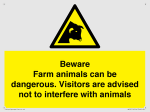 Beware Farm animals can be dangerous. Visitors are advised not to interfere with animals